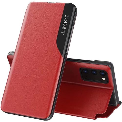 Coque Oppo Find X5 Pro, Prime Case Cover Clear Miroir Afficher Fen¿ºtre Pliable Fonction Stand, Rouge