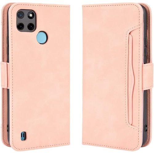 Coque Pour Oppo Realme C21y, Pu Premium Housse, Flip Rabat Cover, Rose