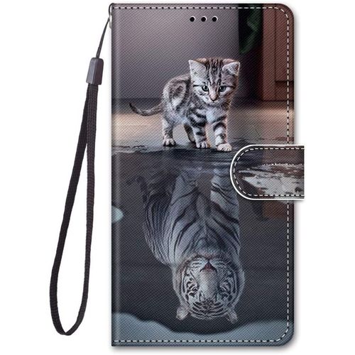 Coque Pour Nokia 2.2 2019 Clapet A Rabat Porte Carte Magnetique Flip Cuir Case Motif Dr?Le Silikon Bumper Pu Kickstand Cover - Tigre