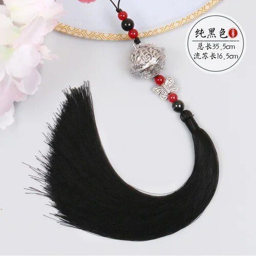 Ventilateur Pliant Grue de Style Prairie pour Homme et Femme,Accessoire de brevavec Pompon,Style Chinois,10 Pouces