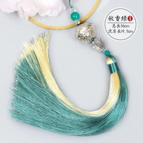 Ventilateur Pliant Grue de Style Prairie pour Homme et Femme,Accessoire de brevavec Pompon,Style Chinois,10 Pouces