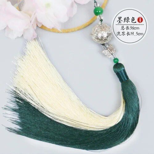 Ventilateur Pliant Grue de Style Prairie pour Homme et Femme,Accessoire de brevavec Pompon,Style Chinois,10 Pouces