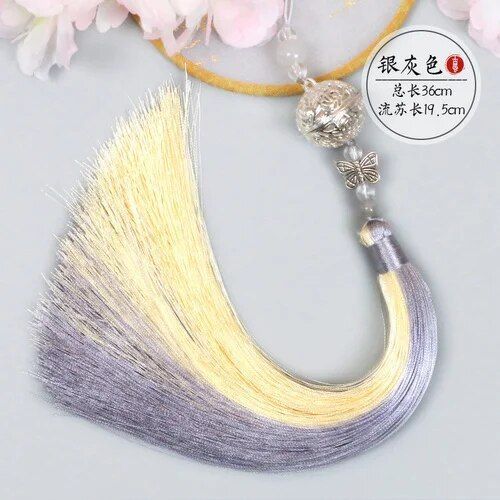 Ventilateur Pliant Grue de Style Prairie pour Homme et Femme,Accessoire de brevavec Pompon,Style Chinois,10 Pouces