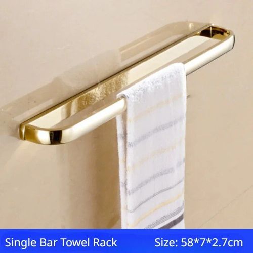Hoaccessrespiration-Étagère Murale Européenne En Cuivre Doré,Ensemble De Pendentifs,Porte-Papier,Brosse De Toilette,T1 - Type 1 Bar Towel Rack