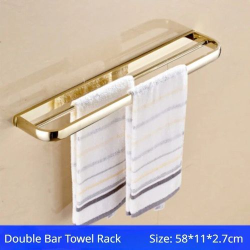 Hoaccessrespiration-Étagère Murale Européenne En Cuivre Doré,Ensemble De Pendentifs,Porte-Papier,Brosse De Toilette,T1 - Type 2 Bar Towel Rack