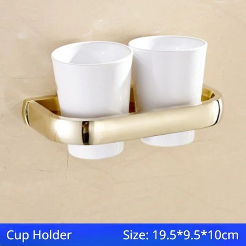 Hoaccessrespiration-Étagère Murale Européenne En Cuivre Doré,Ensemble De Pendentifs,Porte-Papier,Brosse De Toilette,T1 - Type Cup Holder