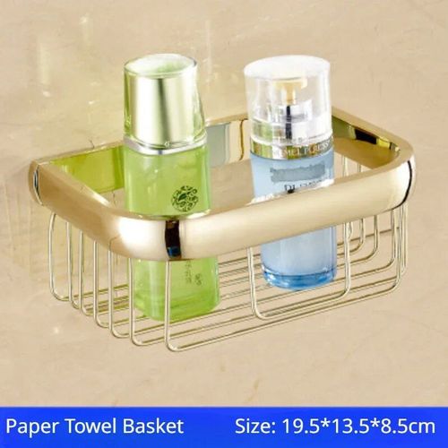 Hoaccessrespiration-Étagère Murale Européenne En Cuivre Doré,Ensemble De Pendentifs,Porte-Papier,Brosse De Toilette,T1 - Type Paper Towel Basket
