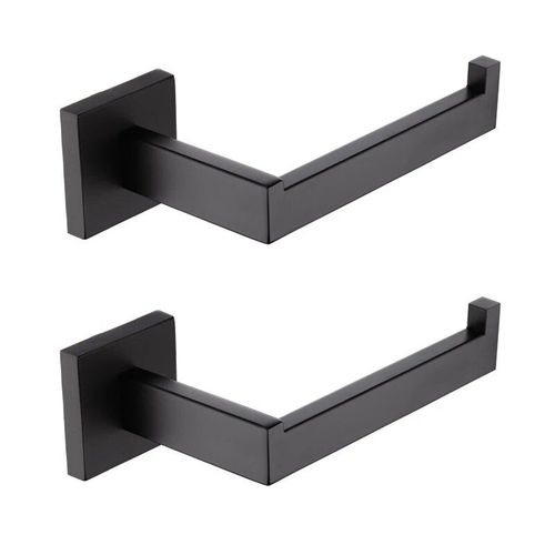 Matte Noir Salle De Bain Matériel Serviette Rail Rack Papier Holder Toilette Brosse Holder Étagère Murale En Verre Savon Plat Brosse À Dents Holder Salle De Bain Accessoires - Type 2pcs Paper Holder
