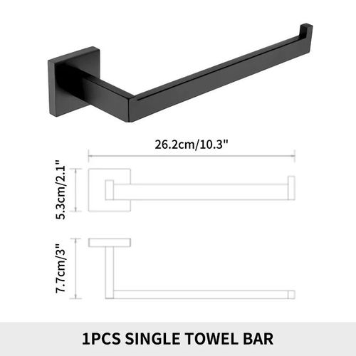 Matte Noir Salle De Bain Matériel Serviette Rail Rack Papier Holder Toilette Brosse Holder Étagère Murale En Verre Savon Plat Brosse À Dents Holder Salle De Bain Accessoires Robe - Type Towel Ring