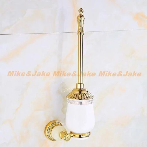 Étagère Murale De Salle De Bain En Jade Doré,Accessoire,Porte-Papier De Salle De Bain,Anneau De Serviette,Double Porte-Gobelet,Porte-Savon - Type Green Brush Holder