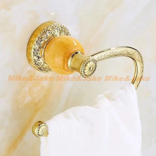 Étagère Murale De Salle De Bain En Jade Doré,Accessoire,Porte-Papier De Salle De Bain,Anneau De Serviette,Double Porte-Gobelet,Porte-Savon - Type Yellow Towel Ring 2