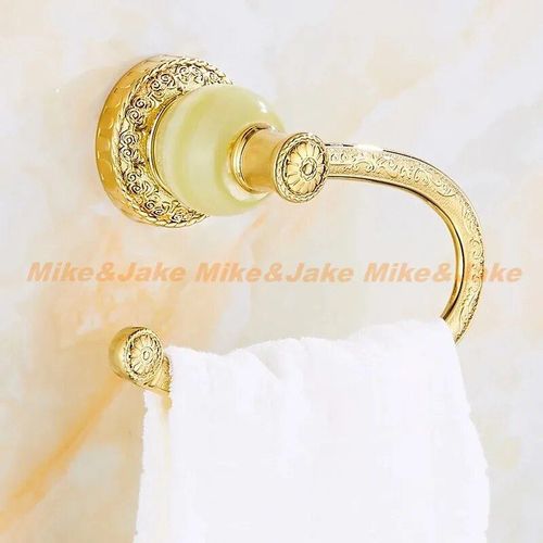 Étagère Murale De Salle De Bain En Jade Doré,Accessoire,Porte-Papier De Salle De Bain,Anneau De Serviette,Double Porte-Gobelet,Porte-Savon - Type Green Towel Ring 2