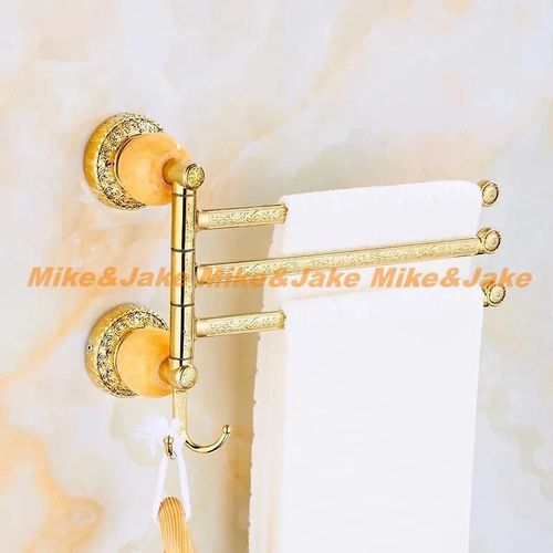 Étagère Murale De Salle De Bain En Jade Doré,Accessoire,Porte-Papier De Salle De Bain,Anneau De Serviette,Double Porte-Gobelet,Porte-Savon - Type Yellow Three Bars