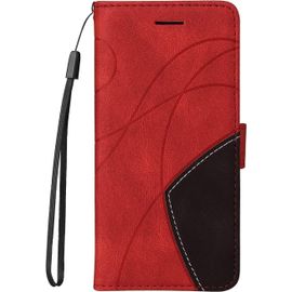 Coque Pour Samsung Galaxy A22 5g Clapet A Rabat [3 Porte Carte] [Magnetique] Flip Cuir Case 3d Motif Dr?Le Bumper Pu Kickstand Cover - Rouge