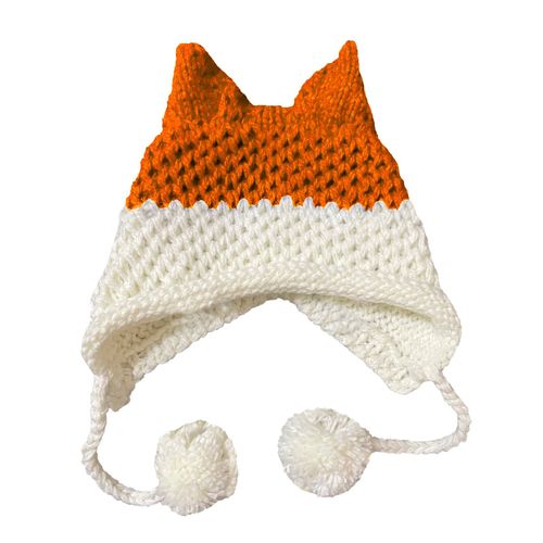 Bonnet En Tricot Avec Oreilles De Renard Pour L'hiver,Chapeau Qui Tient Chaud,Fait À La Main
