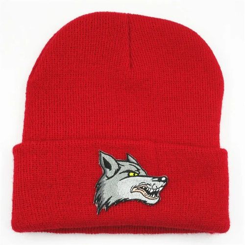 Chapeau Tricoté Épais En Coton Avec Motif De Loup Pour Homme Et Femme,Bonnet Chaud Avec Broderie D'animal,Collection Hiver 301