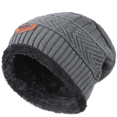 Bonnet Tricoté En Polaire Pour Homme,Bonnet Chaud D'hiver,Casquette Noire,Décontractée,Épaisse,Douce,Chauffe-Tête