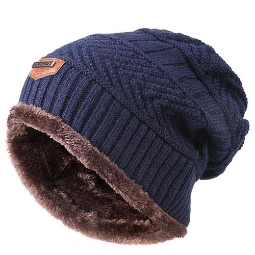 Bonnet Tricoté En Polaire Pour Homme,Bonnet Chaud D'hiver,Casquette Noire,Décontractée,Épaisse,Douce,Chauffe-Tête