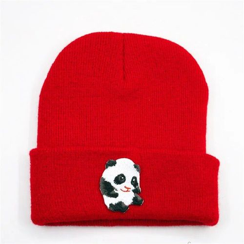 Chapeau Tricoté En Coton Épais Pour Hommes Et Femmes,Chapeau Chaud D'hiver Avec Broderie D'animaux Panda,Casquette Skullies,Bonnet,174