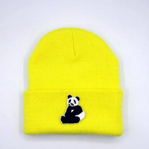 Chapeau Tricoté Épais En Coton Pour Homme Et Femme,Bonnet Chaud Avec Broderie De Panda,90