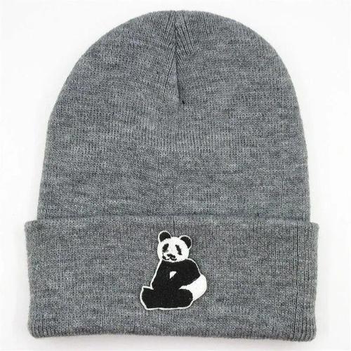 Chapeau Tricoté Épais En Coton Pour Homme Et Femme,Bonnet Chaud Avec Broderie De Panda,90