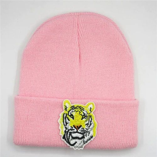 Chapeau Tricoté Épais En Coton Pour Hommes Et Femmes,Chapeau Chaud D'hiver Avec Broderie D'animaux De Tigre,143