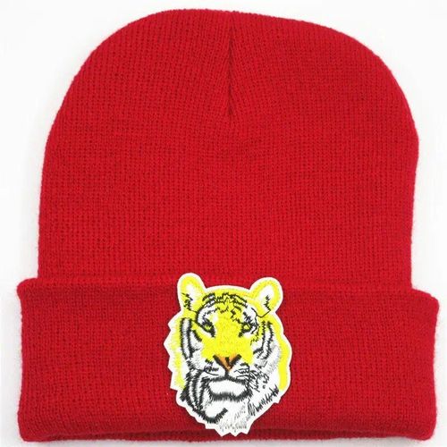Chapeau Tricoté Épais En Coton Pour Hommes Et Femmes,Chapeau Chaud D'hiver Avec Broderie D'animaux De Tigre,143