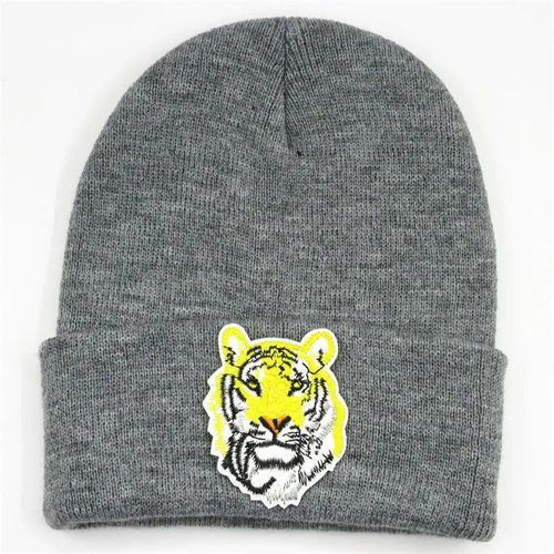 Chapeau Tricoté Épais En Coton Pour Hommes Et Femmes,Chapeau Chaud D'hiver Avec Broderie D'animaux De Tigre,143