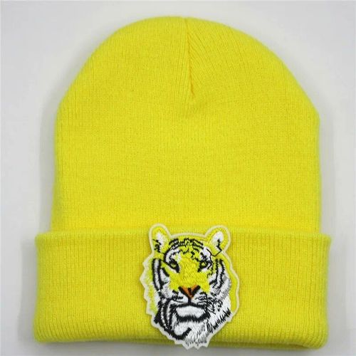 Chapeau Tricoté Épais En Coton Pour Hommes Et Femmes,Chapeau Chaud D'hiver Avec Broderie D'animaux De Tigre,143