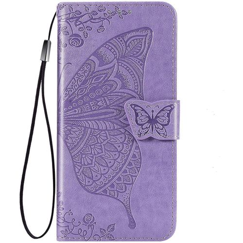 Coque Pour Xiaomi Redmi Note 11 4g / Redmi Note 11s, Pu Cuir Tpu Flip Carte Fente & Stand Fonction & Motif Relief, Case Cover, Violet Clair