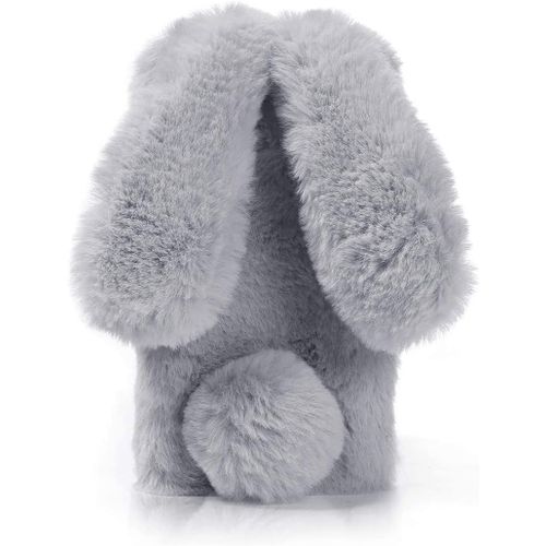 Coque Pour Samsung Galaxy S21 5g 4g 3d Lapin Poilu Fourrure Animal Design Case Motif Dr?Le Bumper Cuir Kawaii Cover - Gris 2