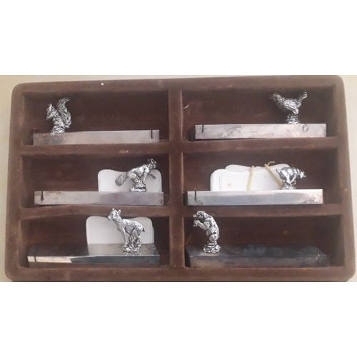 Coffret 6 Porte Couteaux En Métal Argenté (Thème Animalier)