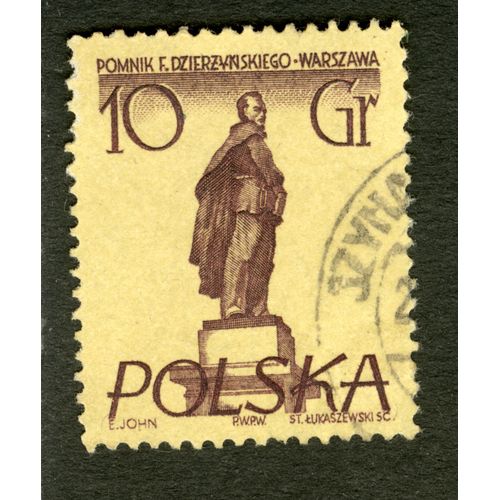 Timbre Oblitéré Polska, Pomnik F. Dzierzynskiego, Warszawa, 10 Gr, John, Lukaszewski