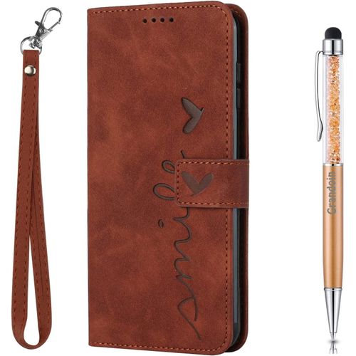Coque Pour Samsung Galaxy S20, Coque Samsung S20, Premium Pu,Pochette Flip Case Porte Cartes Support Cover Samsung S20 (Marron)