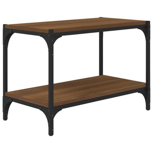 Vidaxl Meuble Tv Chêne Marron 60x33x41 Cm Bois D'ingénierie Et Acier