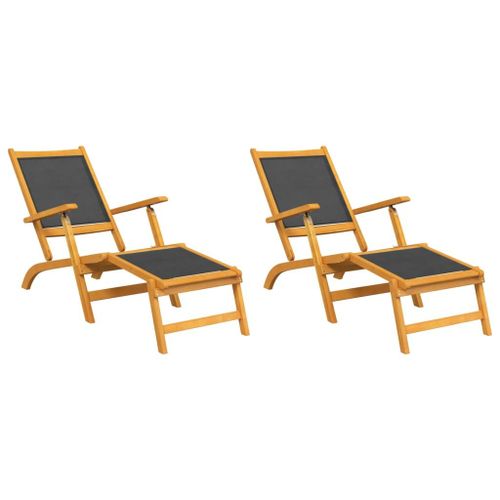 Vidaxl Chaises Longues D'extérieur 2 Pcs Acacia Massif Et Textilène