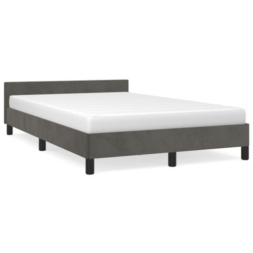 Vidaxl Cadre De Lit Avec Tête De Lit Gris Foncé 120x200 Cm Velours
