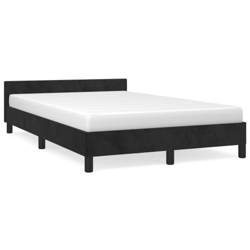 Vidaxl Cadre De Lit Avec Tête De Lit Noir 120x200 Cm Velours