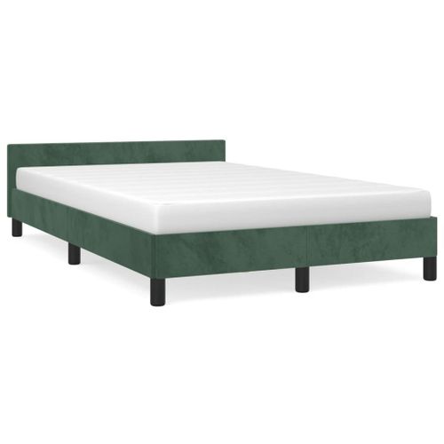 Vidaxl Cadre De Lit Avec Tête De Lit Vert Foncé 120x200 Cm Velours