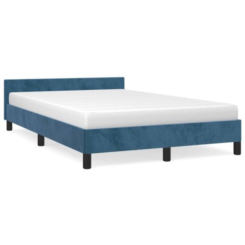 Vidaxl Cadre De Lit Avec Tête De Lit Bleu Foncé 120x200 Cm Velours