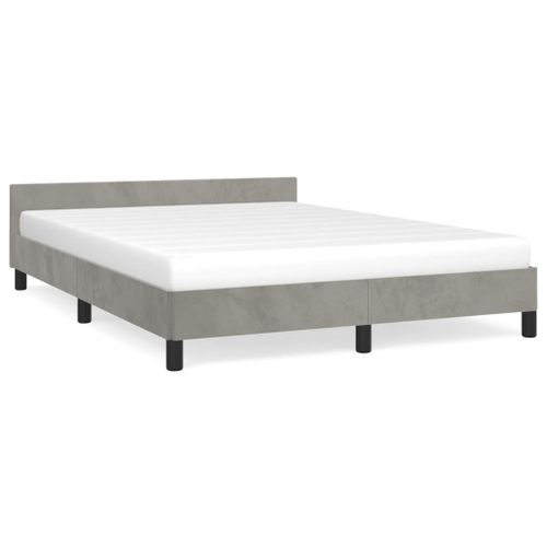 Vidaxl Cadre De Lit Avec Tête De Lit Gris Clair 140x190 Cm Velours