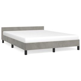 Vidaxl Cadre De Lit Avec Tête De Lit Gris Clair 140x190 Cm Velours