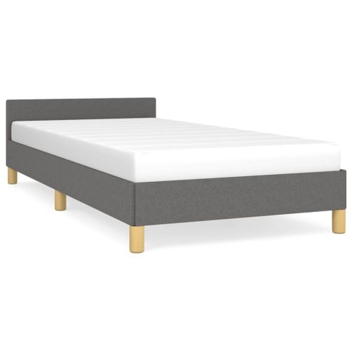 Vidaxl Cadre De Lit Avec Tête De Lit Gris Foncé 90x200 Cm Tissu
