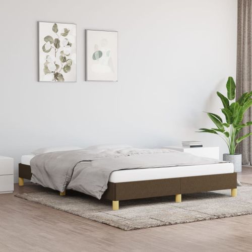 Vidaxl Cadre De Lit Marron Foncé 160x200 Cm Tissu
