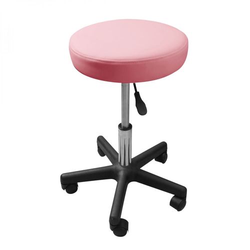 Vivezen - Tabouret Rond À Roulettes Réglable En Hauteur De 43.5 À 60.5 Cm Et Pivotable À 360° - Rose Pastel