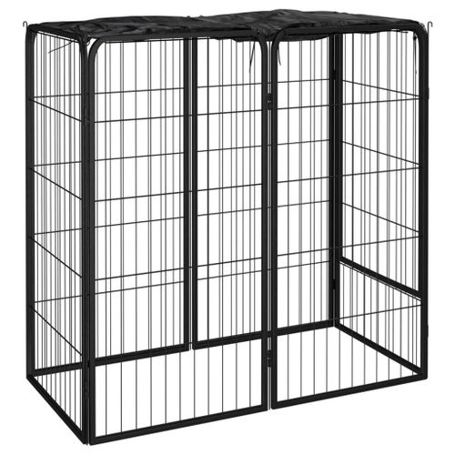 Vidaxl Parc Pour Chien 6 Panneaux Noir 50x100cm Acier Enduit De Poudre