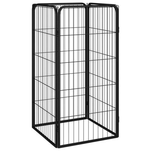 Vidaxl Parc Pour Chien 4 Panneaux Noir 50x100cm Acier Enduit De Poudre