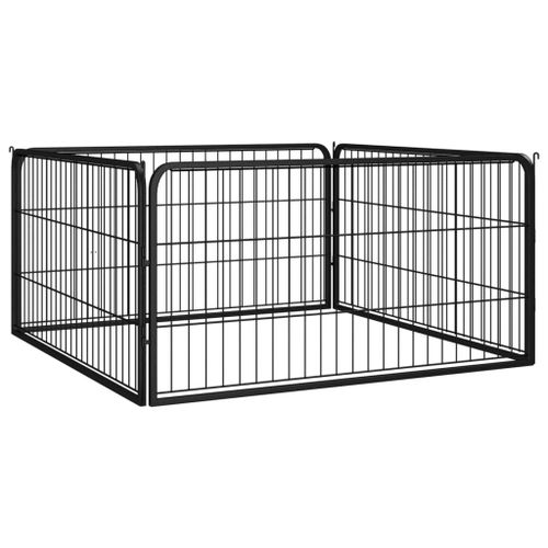 Vidaxl Parc Pour Chien 4 Panneaux Noir 100x50cm Acier Enduit De Poudre