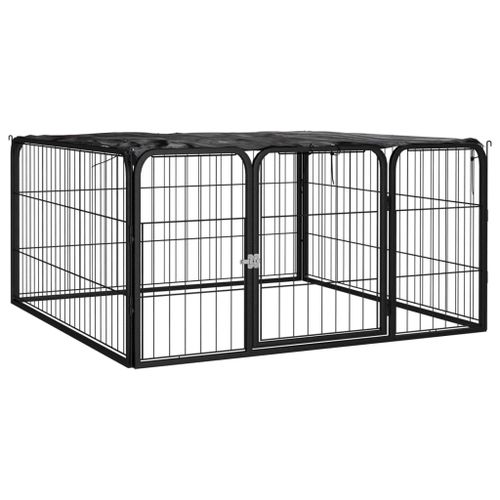 Vidaxl Parc Pour Chien 4 Panneaux Noir 100x50cm Acier Enduit De Poudre