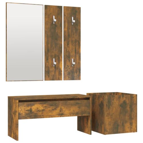 Vidaxl Ensemble De Meubles De Couloir Chêne Fumé Bois D'ingénierie